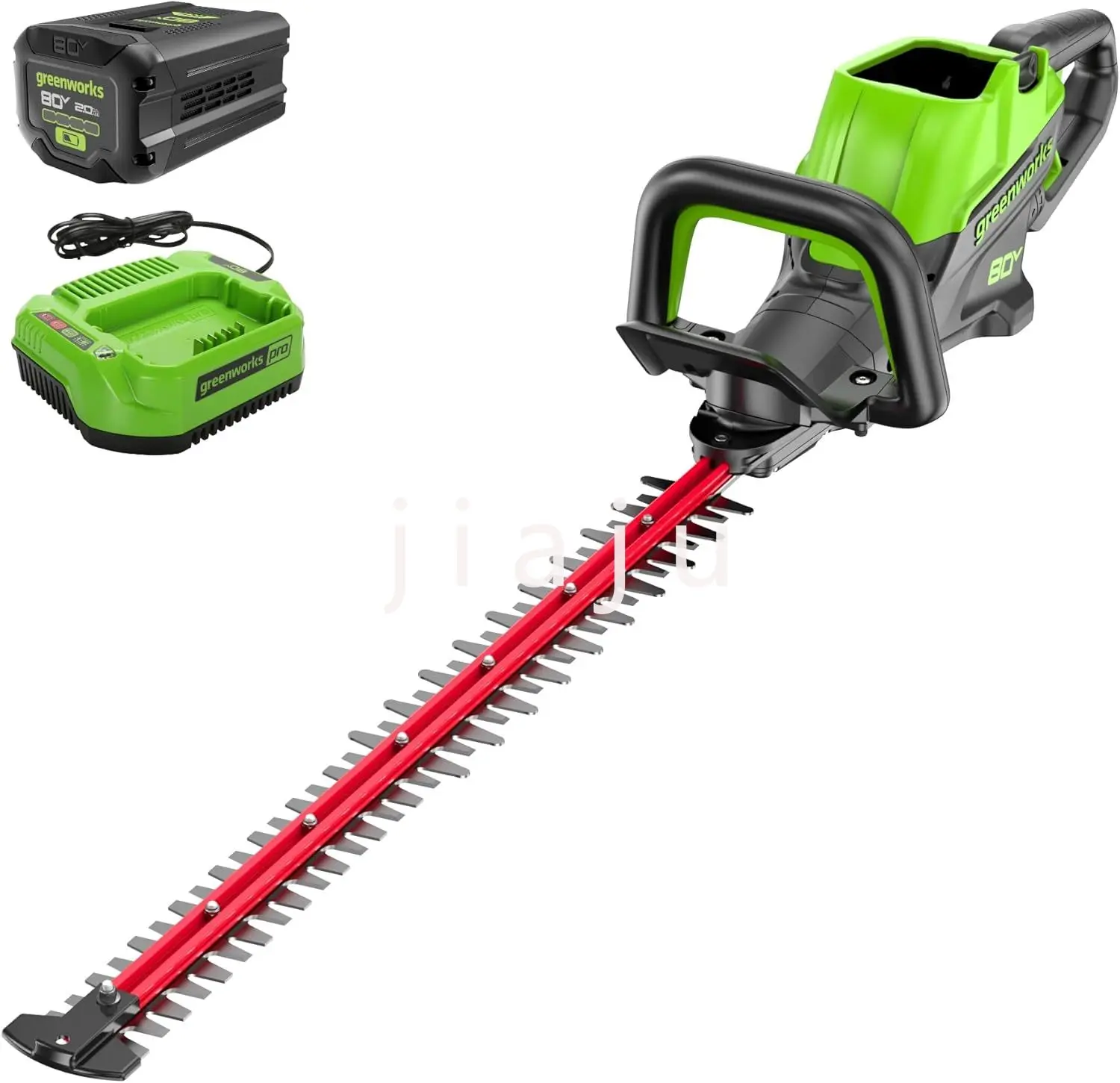 

80V 26" Brushless Hedge Trimmer 2.0Ah Battery and 2A Charger 180 rotating rear handle provides easy trimming Heavy construction