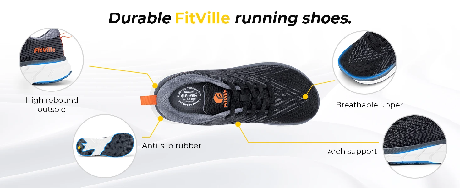 FitVille Herren-Sneaker mit weitem Schnitt, leichte Turnschuhe – Detail 4