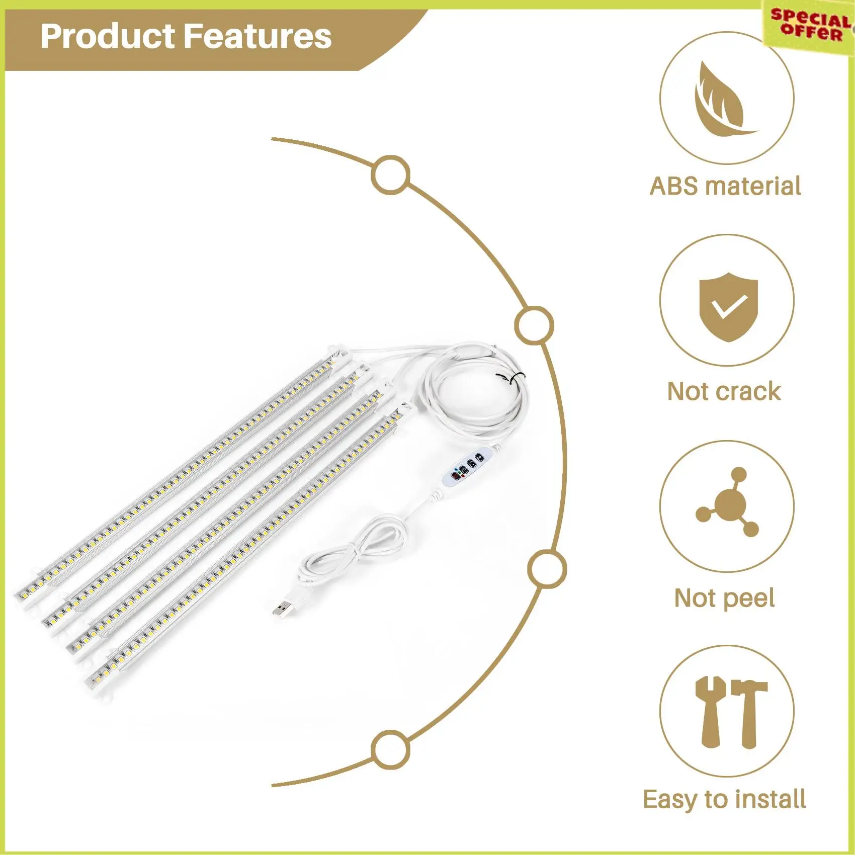 A34R LED Plant Grow Light Strips, Full Spectrum Grow Lights For Indoor Plants With Auto On/Off 3/9/12H Timer, 192 Leds