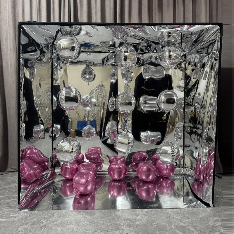

Custom Acrylic Mirror Photo Booth Box Magazine Photo Booth Decorative Mirror Cabin for Photography With Balloons