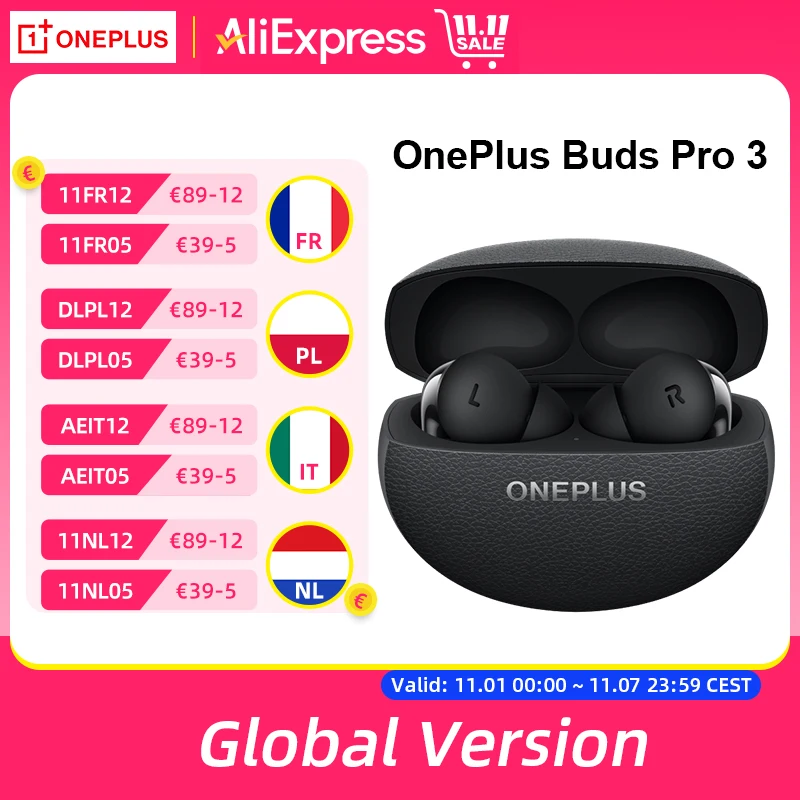 Global Version OnePlus Buds Pro 3 Earphone Up to 50dB Noise Canceling Spatial Audio with Head Tracking Hi-Resolution Audio