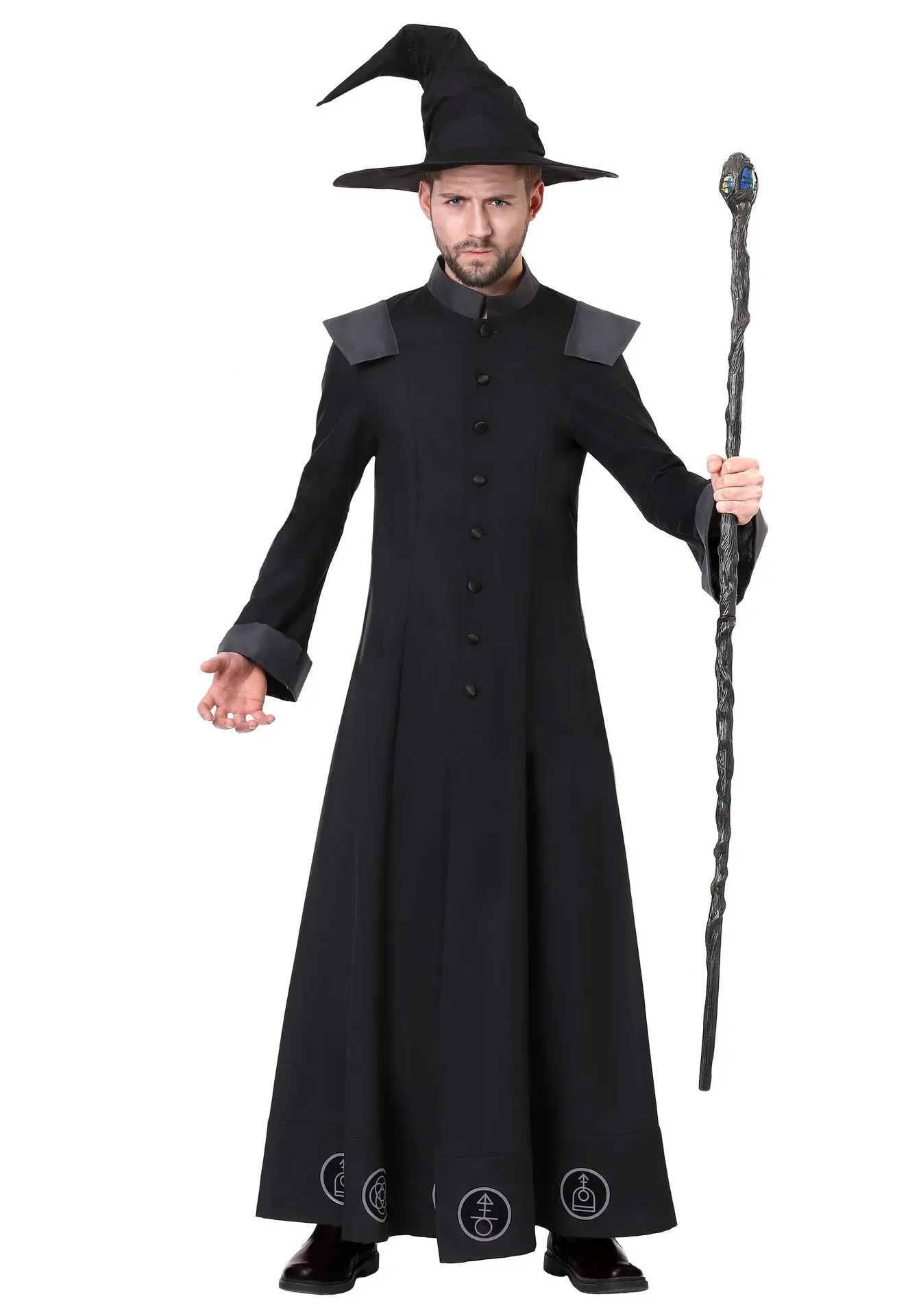 Halloween Cosplay Wizard Count Mage Vampire Demon Party Costume