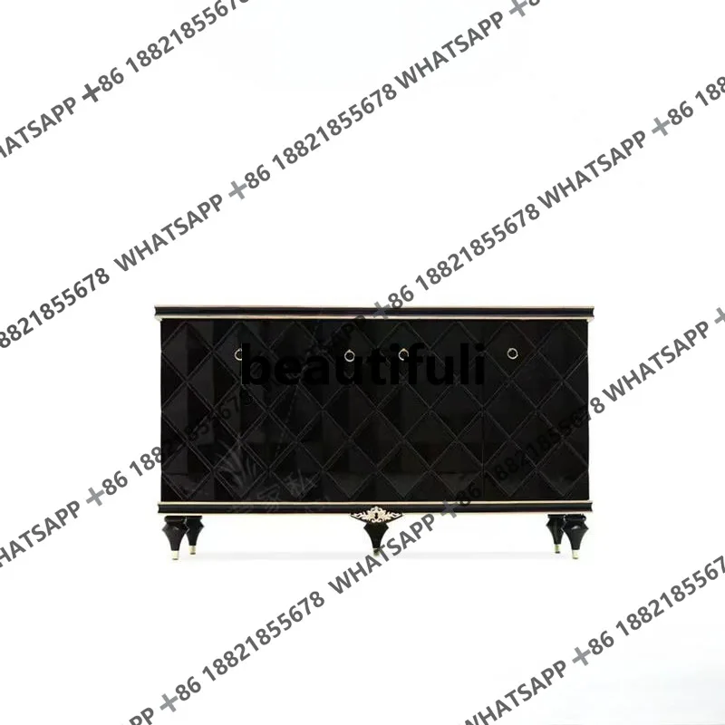 European retro solid wood dining side cabinet carved storage decorative entrance cabinet table post-modern
