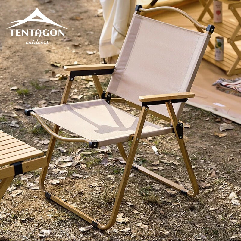 Silla de Camping plegable portátil Kermit, silla de madera de viaje, pícnic al aire libre, relajación, silla de pesca de aleación de aluminio, cojín para sofá