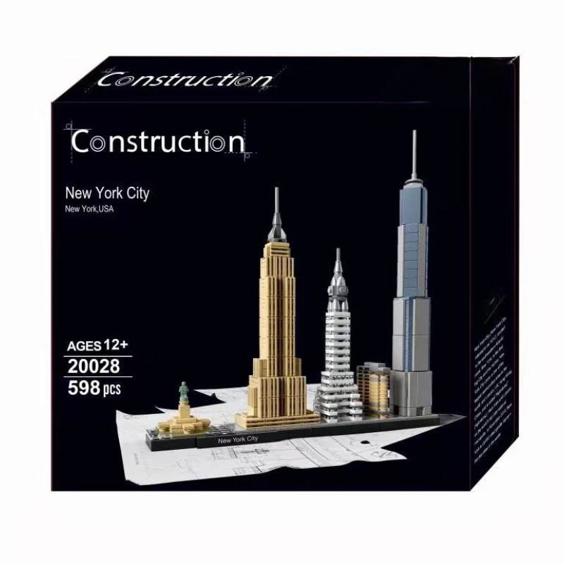 

New York City Architecture Skyline Building Blocks Set Tower Edifice Bricks Town Street View Assemble Toys For Children Gifts