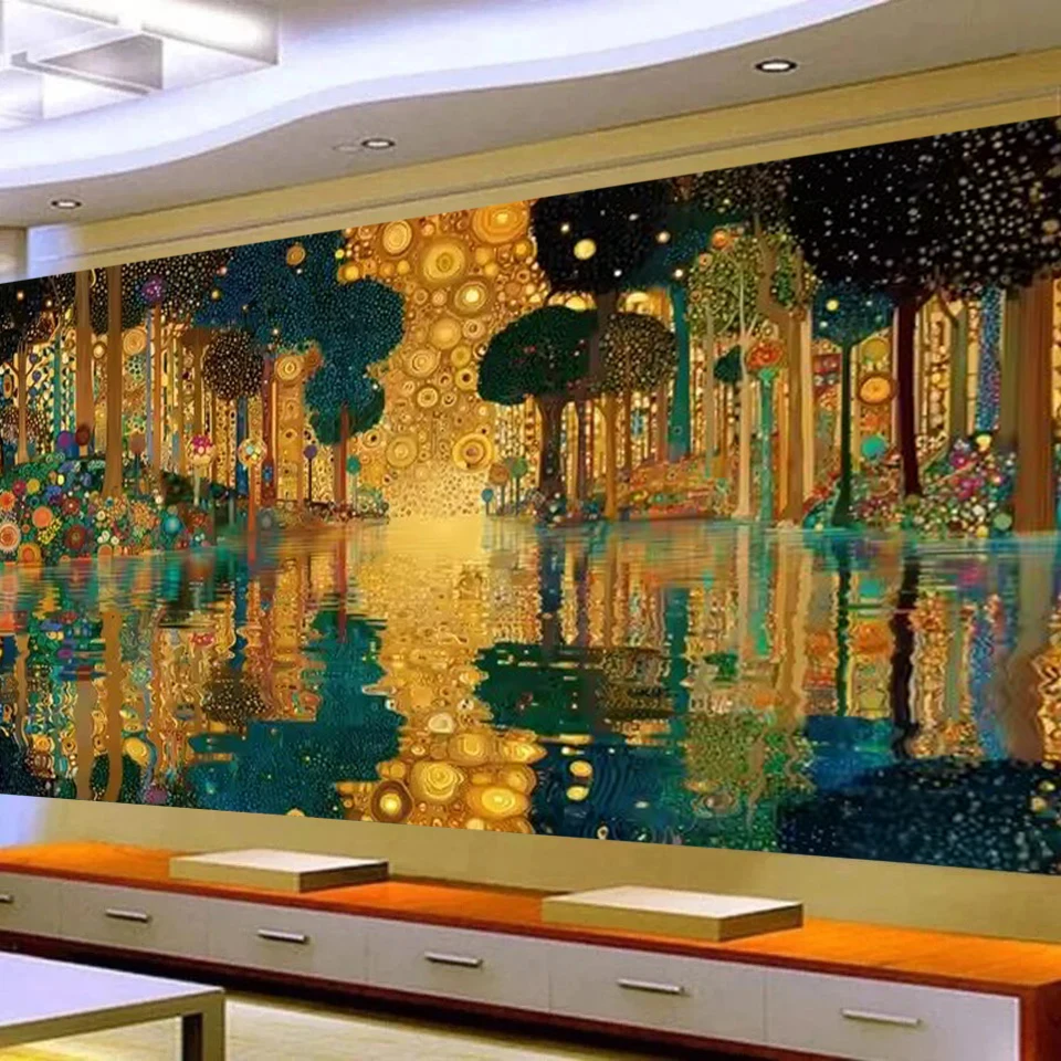 Klimt Style Golden Forest Abstract Landscape Diamond Painting Kits for Adults Big Size New 2026 Full Diamond Art Mosaic Crafts