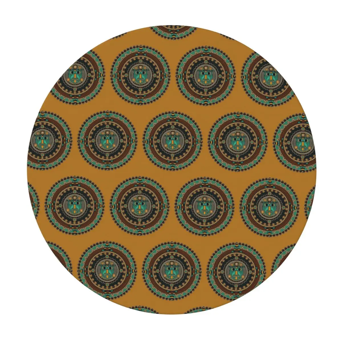 Aztec Calendar Waterproof Round Tablecloth Oilproof Table Cloth for Kitchen Events Dining Table Cover