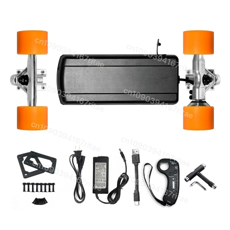 Elektrische skateboardkit met vier wielen, controller, enkelvoudige en dubbele aandrijving, elektrische afstandsbediening, complete set accessoires