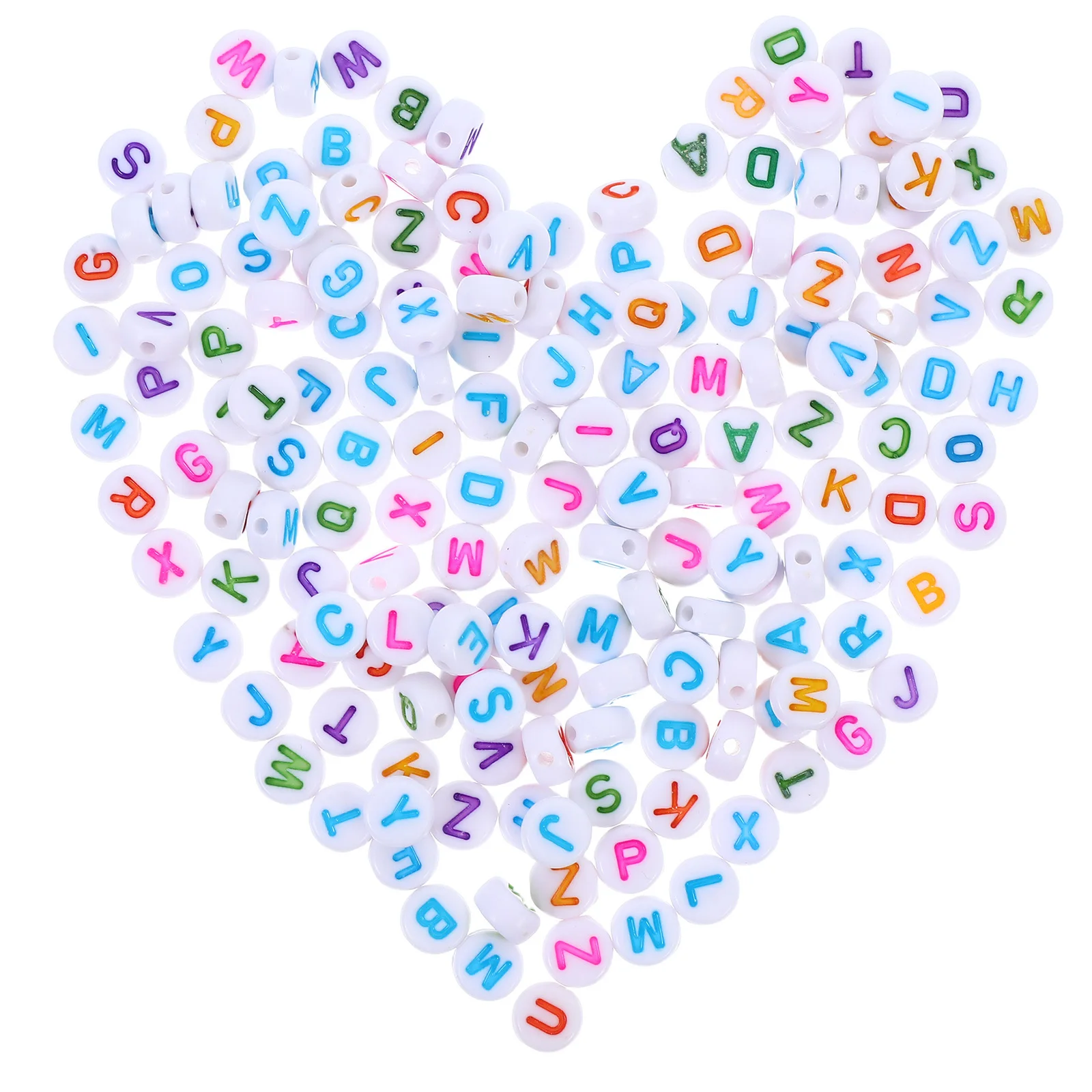 100 Stück Alphabet-Perlen, Acryl, bunter Buchstabe, 7 x 4 mm, runde Charms für DIY-Schmuckherstellung, Armbänder, Kinderhandwerk, pädagogische Perlen