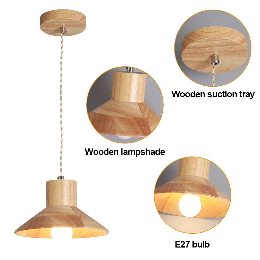 Retro Wood Chandelier Lamp Bedroom Cloakroom Ceiling Light Indoor Decora Pendant Lights Fixtures for Dining Room E27 Luminaires