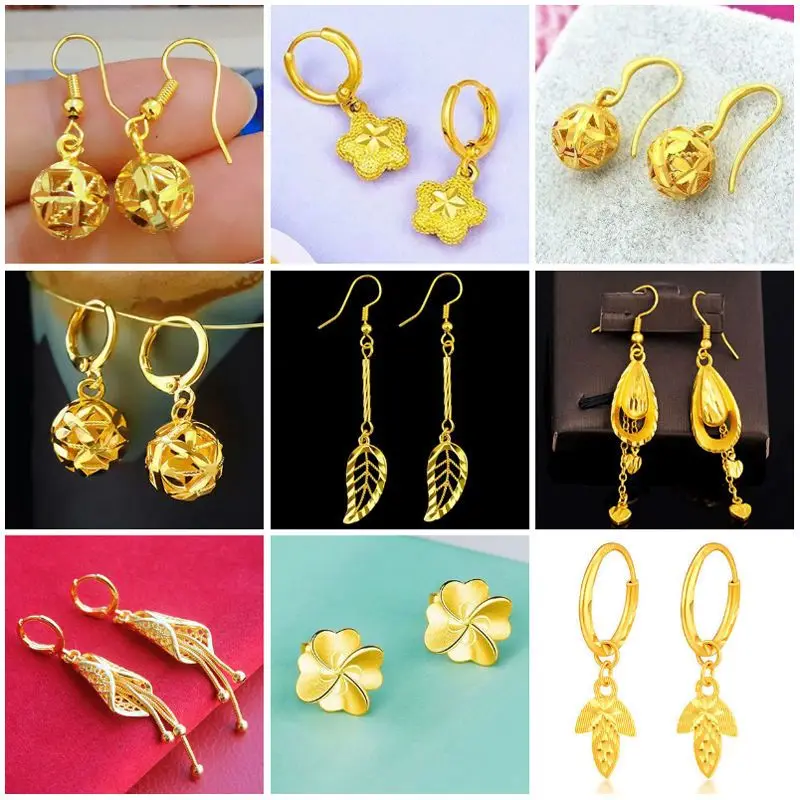 UMQ Vietnam Sha Jin Da Water Drop Earrings Long Non-Fading Custom Ornament Ladies Ear Clip to Give Mom Wife Ornament