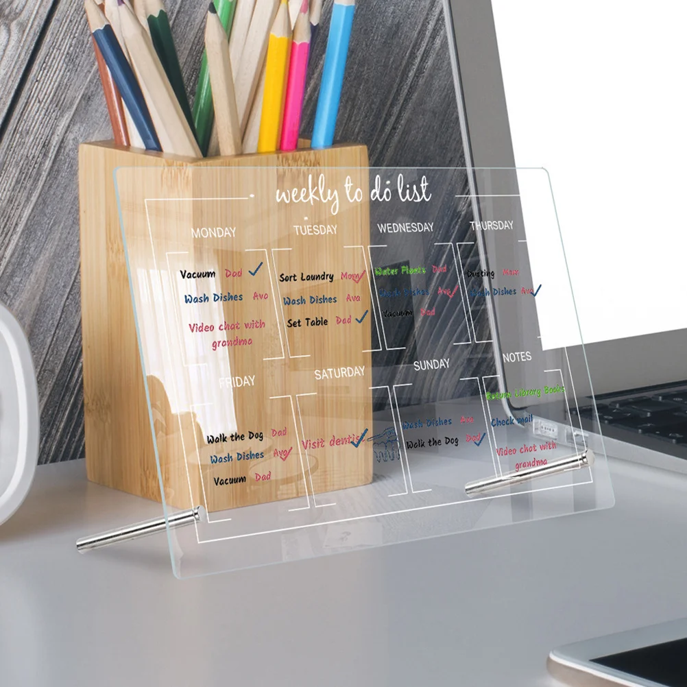 

1 Set Clear Acrylic Dry Erase Board Desktop Writing Memo Planner For Daily Task List Household Office Organization Tabletop