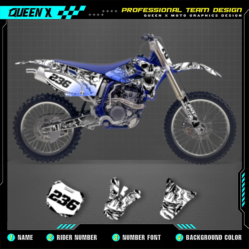 

QUEEN X MOTO Motorcycle Graphics Decals For YAMAHA YZ450F YZ250F 2003 2004 2005 Motorcycle Decal Sticker 001
