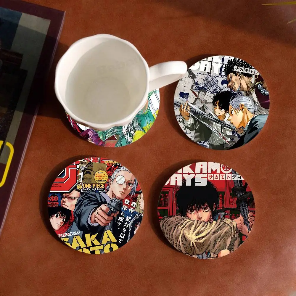 S-SAKAMOTO DAYS Popular Japanese anime Themed Wooden Coaster Non-Slip Heat Resistant Dining Table Decoration Cafe Restaurant
