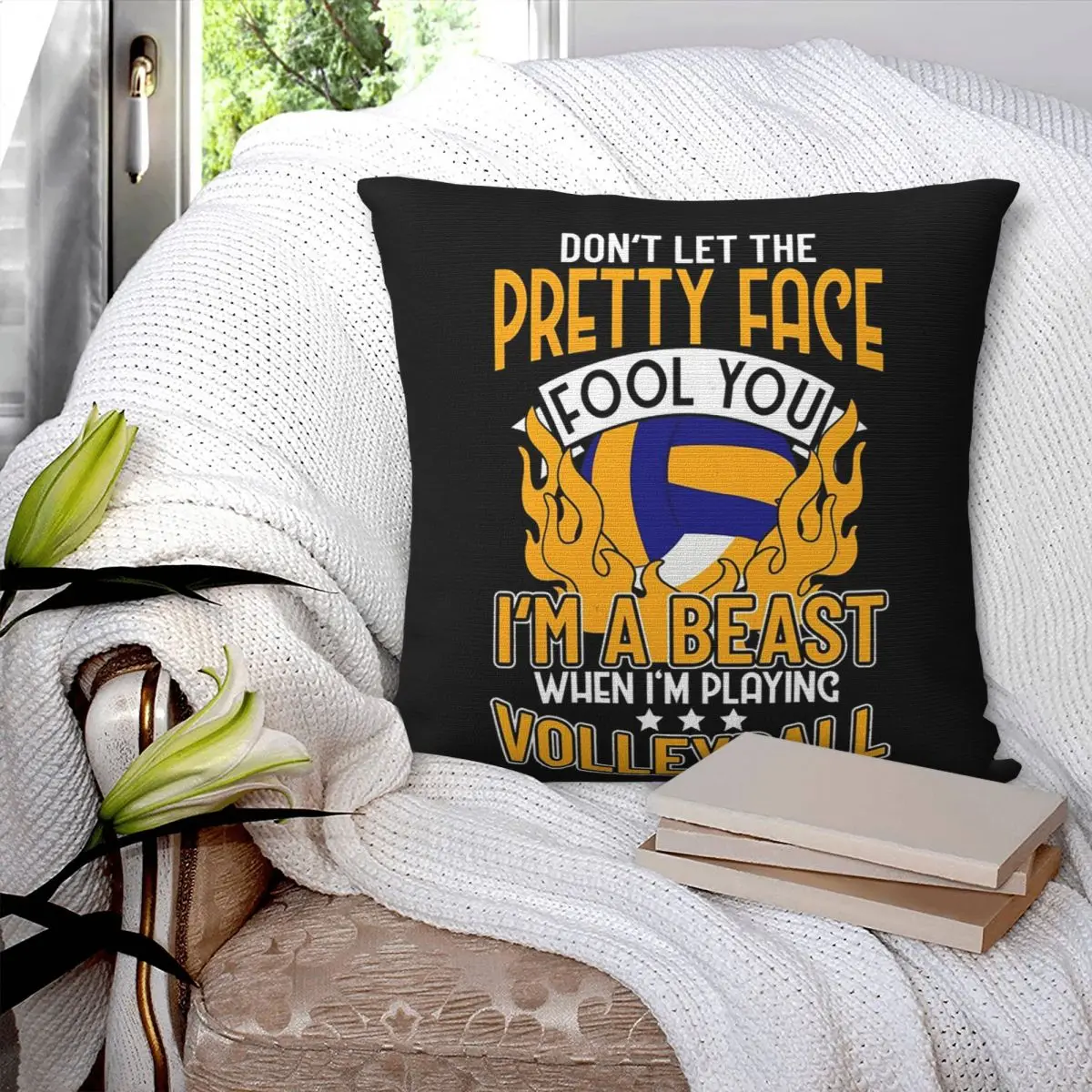 

I'm A Beast When I'm Playing Volleyball Square Pillowcase Pillow Cover Cushion Decor Comfort Throw Pillow for Home Sofa