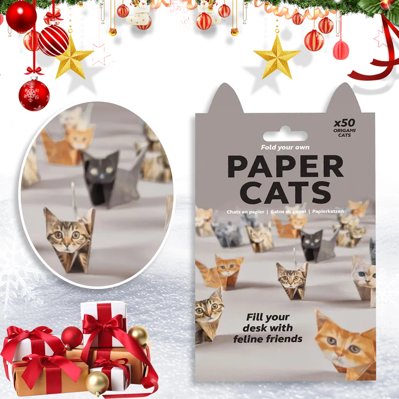 50pcs Decorative Papercraft Craft Set Handmade Animal Folding Paper Set DIY Paper Cats Origami Kit for Educational Settings Home