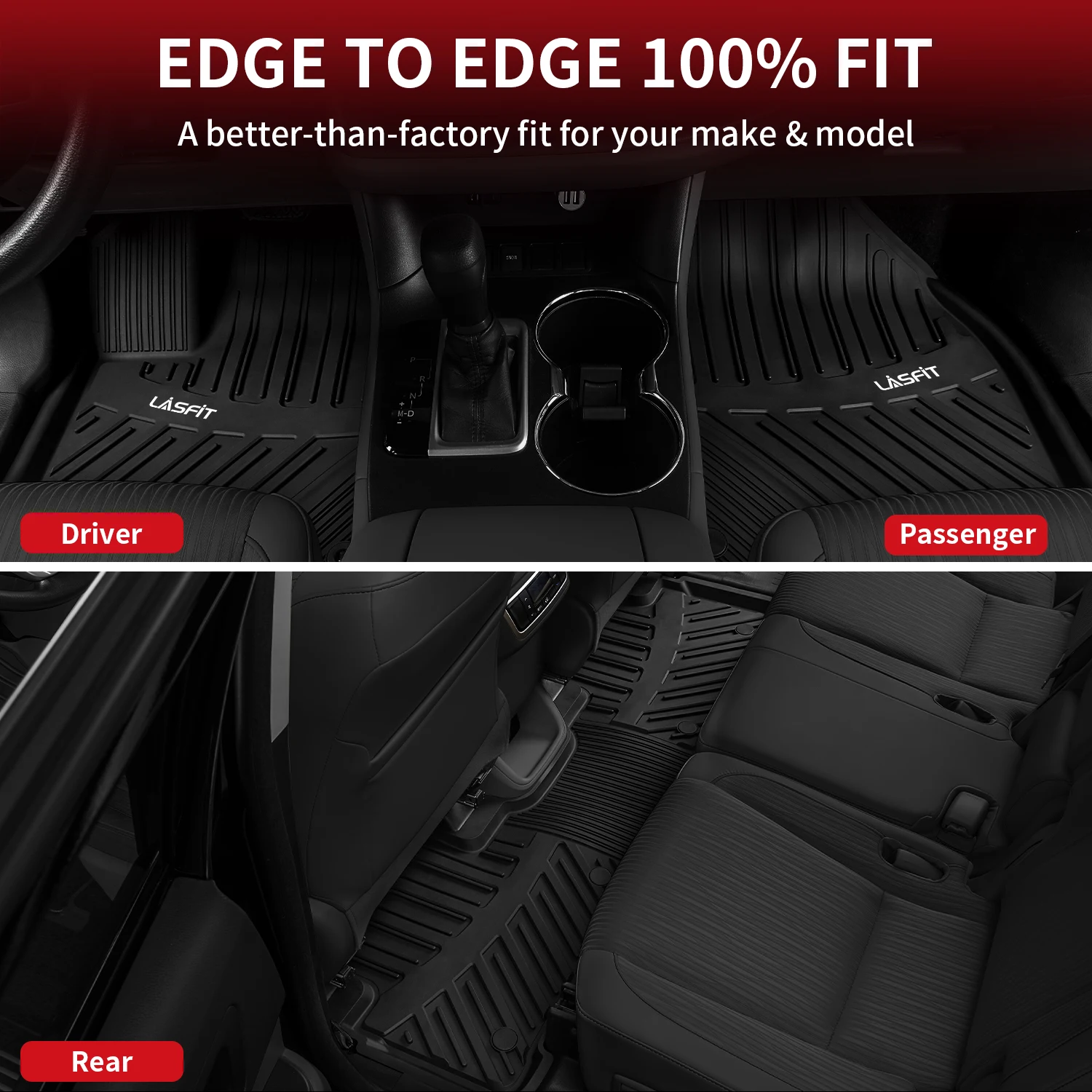سجادات أرضية LASFIT لسيارة Toyota Highlander 2014-2019 (تناسب البنزين، غير مناسبة للهجينة) بطانات أرضية TPE لجميع الأحوال الجوية الصف الأول والثاني