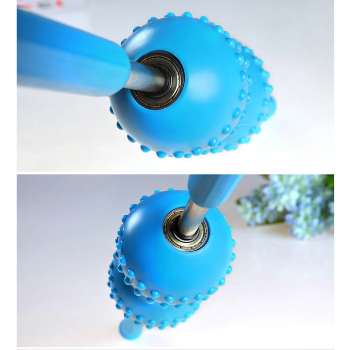 ลูกกลิ้งนวดสําหรับนวดคอ Stick Scroll Wheel เครื่องมือนวดสีฟ้า Rolling Ball