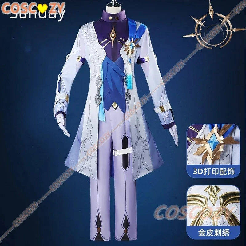 Kostum Cosplay qq681Sunday Honkai Star Rail Sunday Oak Family Set Lengkap Wig Halloween Seragam Game Pria
