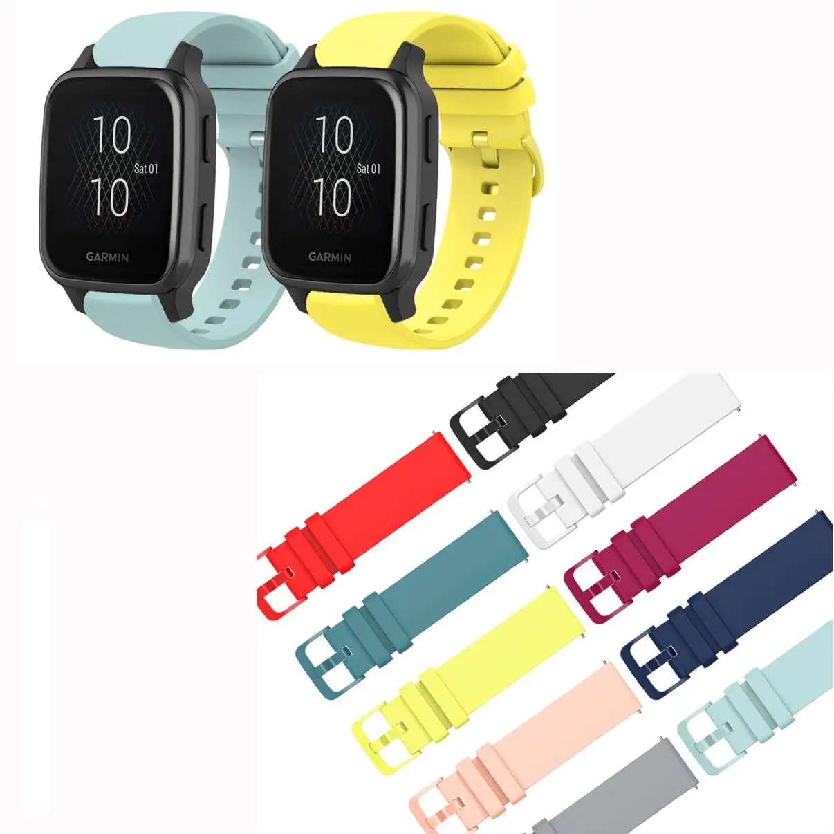 ل Garmin Venu SQ2 SQ الموسيقى سيليكون حزام ساعة ذكية الفرقة معصمه مشبك ملون Watchbands #1
