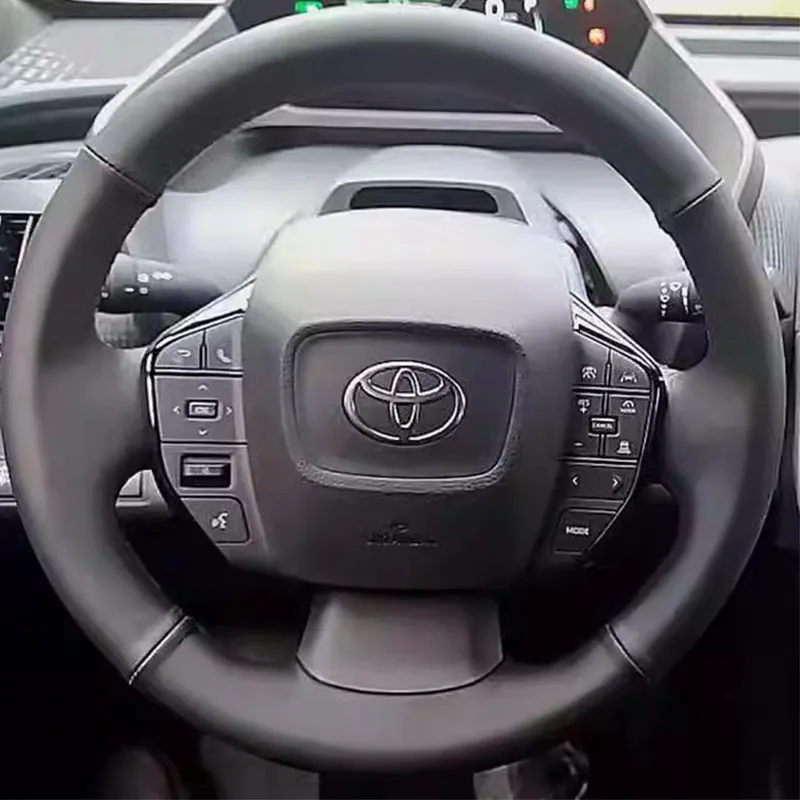 

For Toyota BZ4 2022 hand-stitched high-quality non-slip black Genuine Leather car steering wheel cover