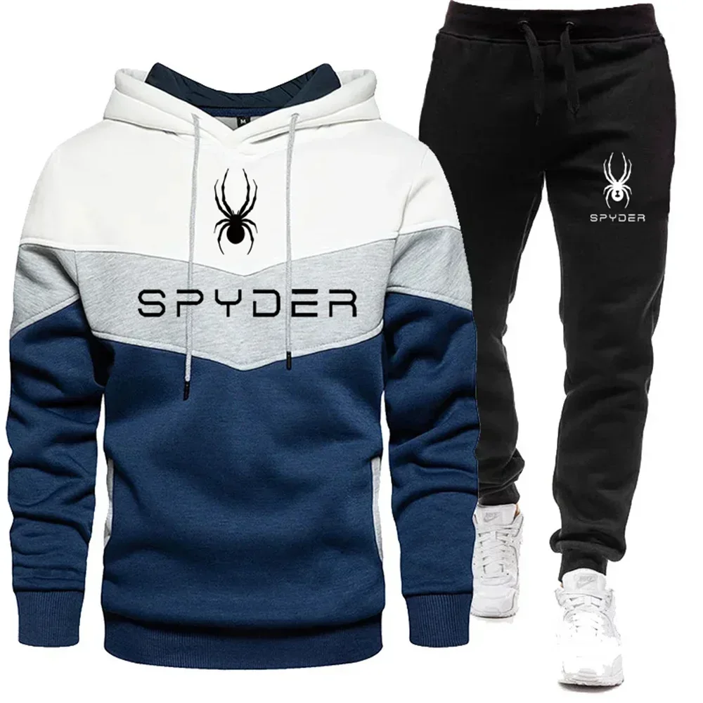 2024 Spring Brand Men Hoodies Sweatshirt+Sweatpants Suit Autumn Winter Warm Tracksuit Sets Men's Hooded Outwear