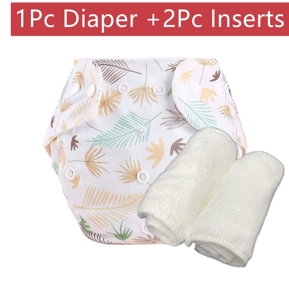 1 Diaper+2pc 3layers Inserts Baby Fraldas Adjustable Diaper Washable Cloth Diaper Nappy Diaper Snap Waterproof