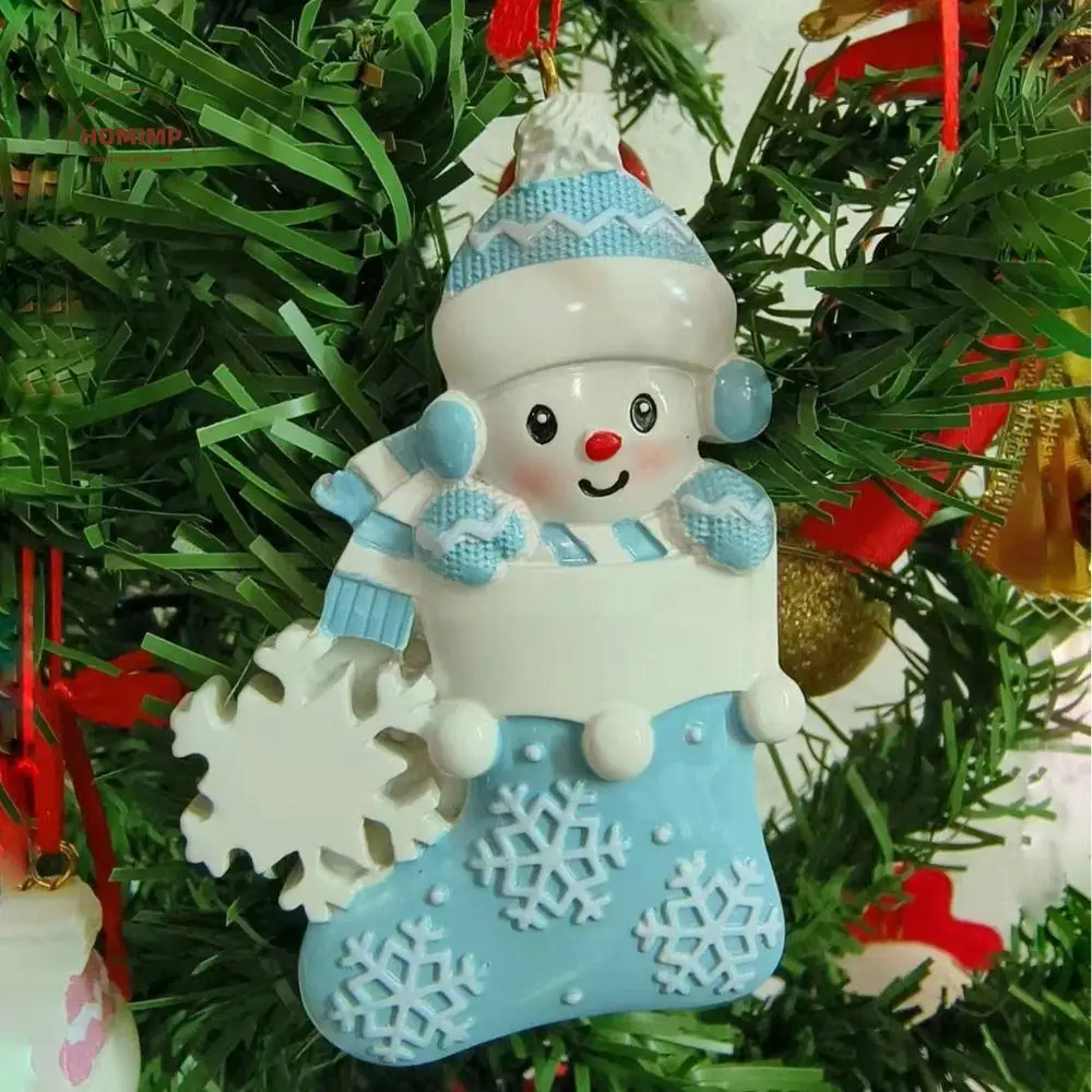 

Cartoon Babys First Christmas Ornament Resin DIY Name Pendants Xmas Tree Hanging Pendants Decorative Baby Snowman Sock Ornament