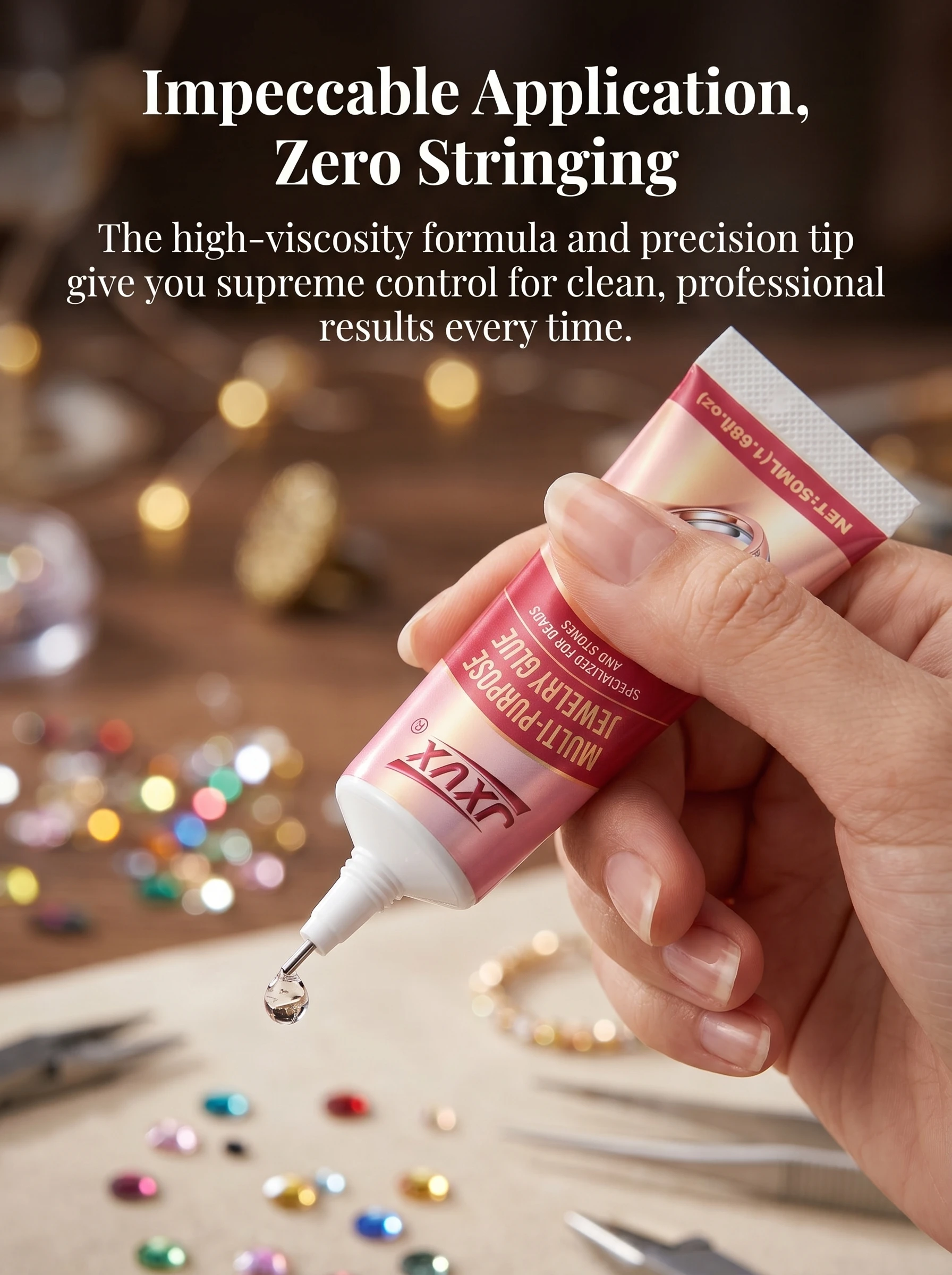 50ml Professional Adhesive Glue Kit for Jewelry Setting Transparent Glue B7000 for Inlaying Stones Pearls Crystals Rhinestones Metal Glass Resin Ring Repair