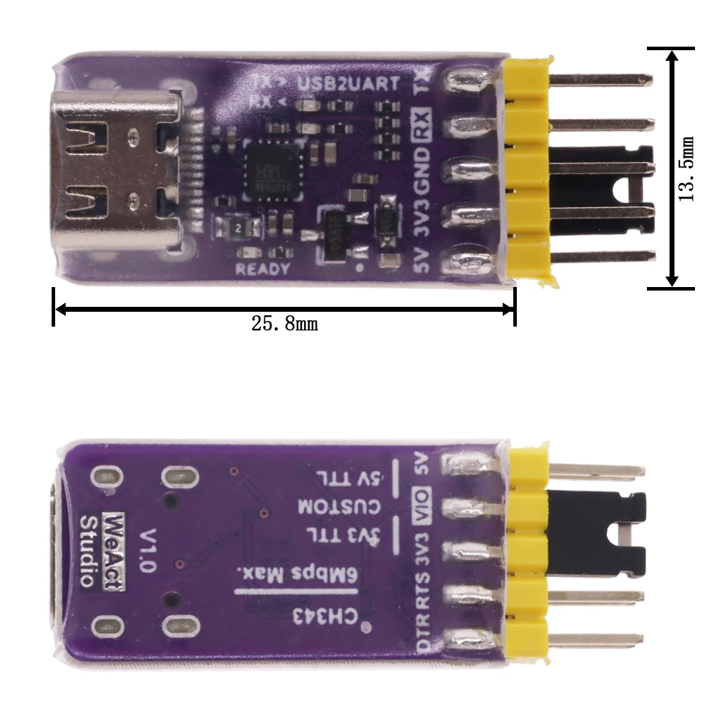 USB To Serial Port Module 6Mbps 5V/3.3V TTL CH343P Debugging Burning And Downloading Type-C Switch Instead CH340