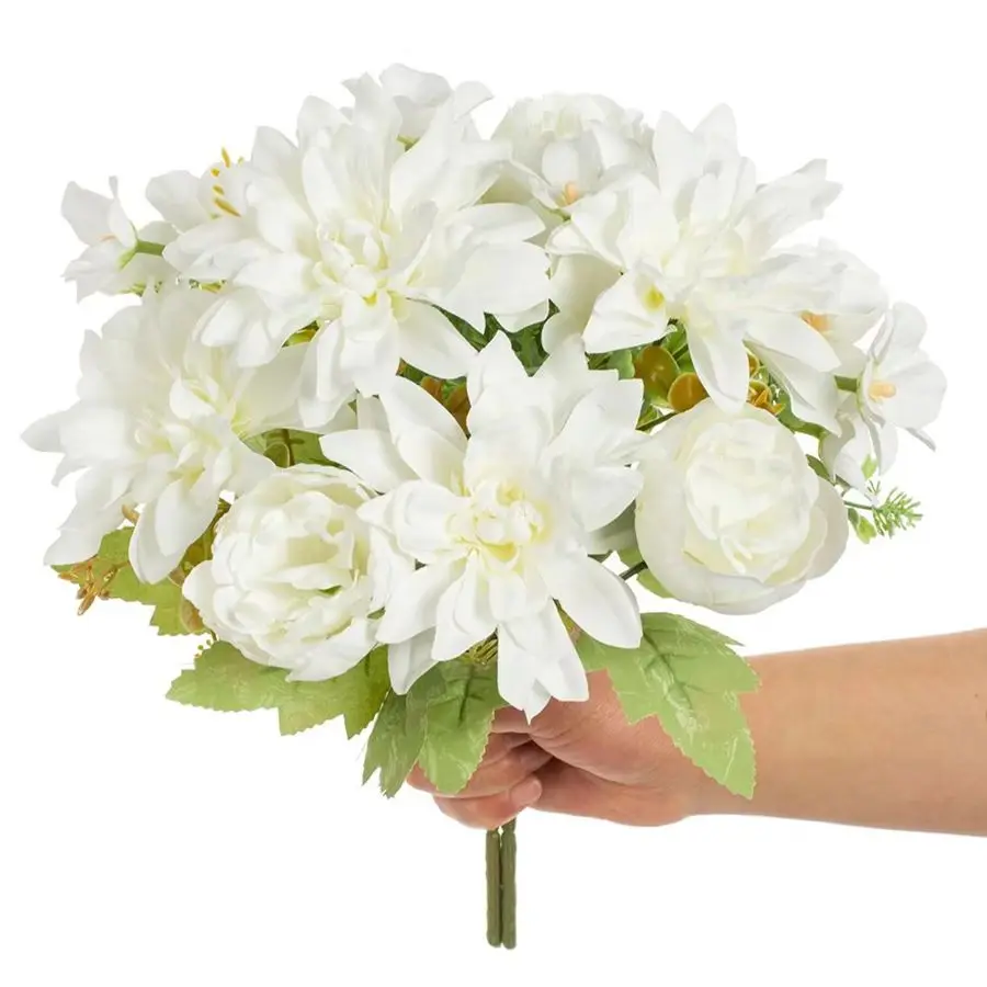 1/2 قطعة زهرة اصطناعية الحرير الداليا الفاوانيا عالية الجودة عطلة الزفاف باقة الزفاف طاولة غرفة المنزل لتقوم بها بنفسك هدية صندوق قص ديكور #4