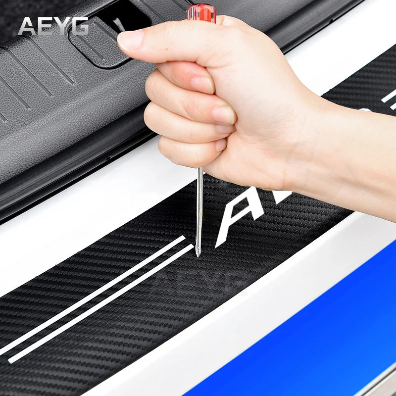 Carbon Fiber Car Rear Trunk Bumper Guard Stickers For Volvo AWD C30 S60 S90 V40 V60 V90 XC40 XC60 XC90 Waterproof Protect Films