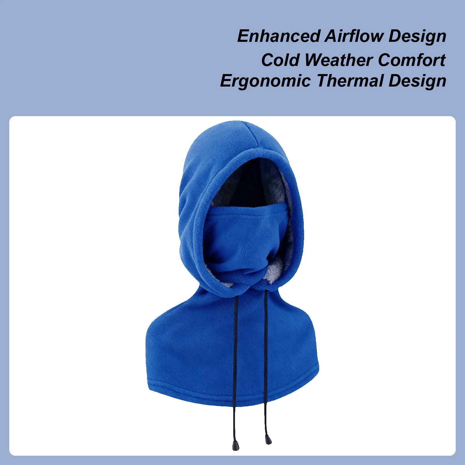 

Hood Face Cover Fleece Hat With Drawstring Thickened Thermal Neck Hood Hat For Women Runners Cyclists Camping Cycling