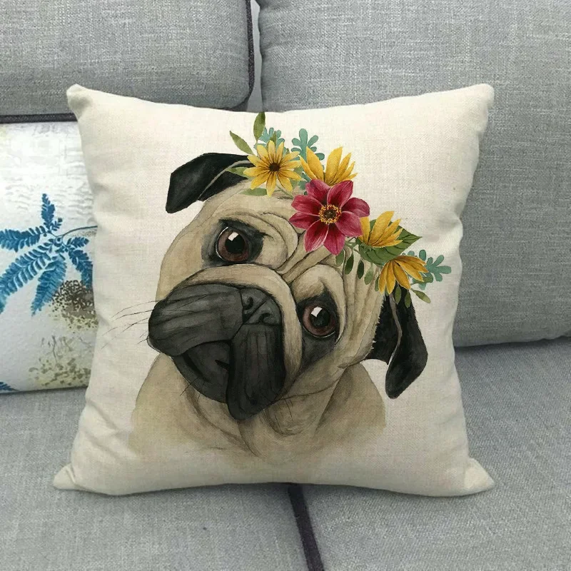 Cute Cow Dog Pillow Case Flower Sheep Leopard Linen Pillowcase Sofa Bed Boy Girl Kid Room Pillow Cover Sofa Bed Decor Home