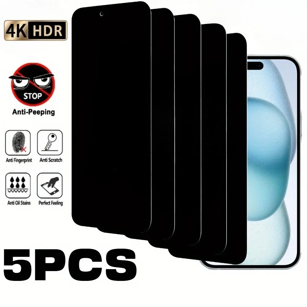 5 قطعة 4K مكافحة التجسس لامع الزجاج المقسى آيفون 17 16 15 برو ماكس 17 الهواء حامي الشاشة آيفون 14 13 12 11 برو 15 14 زائد