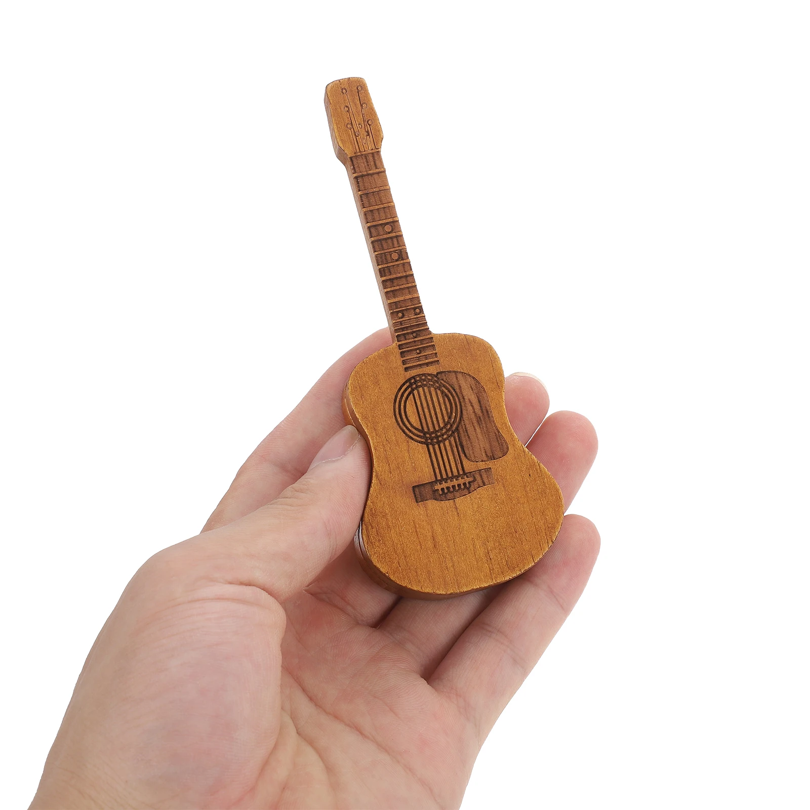 

1 Set Wooden Guitar Pick Case Holder Storage For Bass Plectrums Capo Grooved Design Lightweight Easy Carry Picks Organizer Box