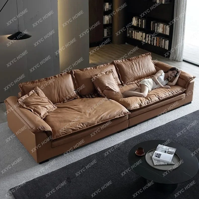 XX Retro Faux Leather Living Room Sofas Brown Cheap Japanese Sectional Living Room Sofas  Lazy  Furniture