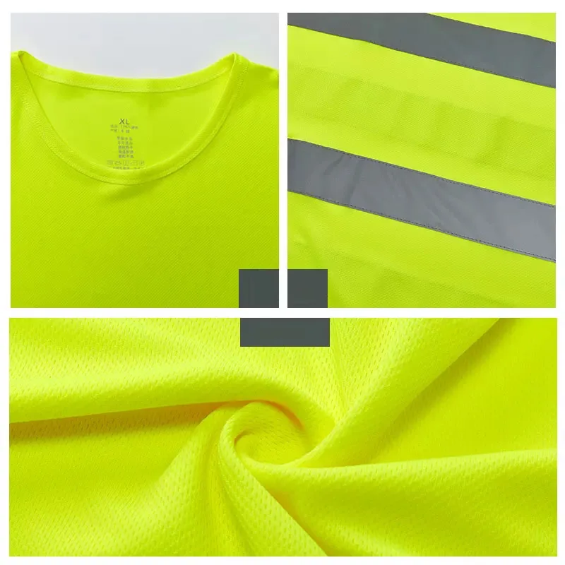 12 Colours Fluorescent High Visibility Safety Work Shirts Summer Breathable Work T Shirt Reflective T-shirt Quick Dry