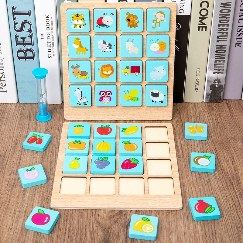 

﻿ Children Montessori Wooden Toys Puzzle Board Game Instant Photo Memory Chess Baby Early Learning Educational For Kids Gifts
