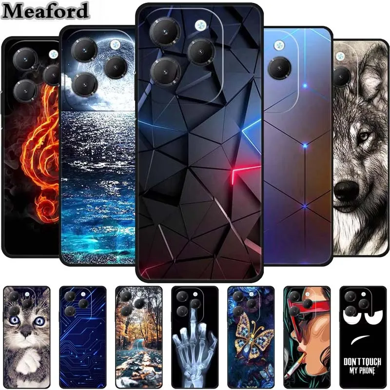 For Infinix Hot 40 Pro Case Animals Soft Silicone TPU Cover Phone Cases For Infinix Hot 40i Hot40 X6837 Protective Wolf Coque