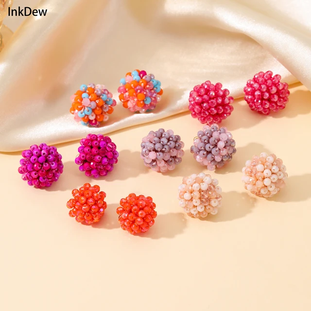 Pendientes redondos de cuentas de cristal boho