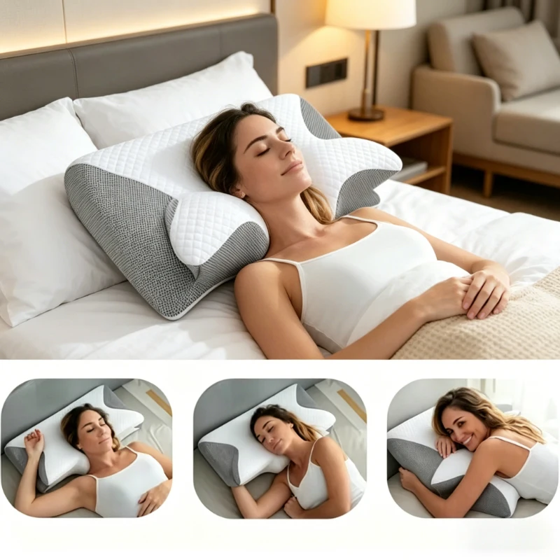 

Ergonomic Contoured Orthopedic Pillow, 2 in 1 Dual-purpose Memory Foam Pillow, Cervical Support for Daily Sleeping
