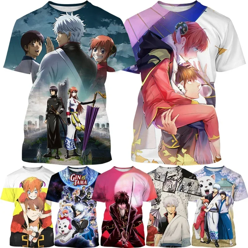 

Summer Fashion Short-sleeved Round Neck Cartoon Cute Men's T-shirt Anime Gintama 3D Printing T-shirt Personality Clothing