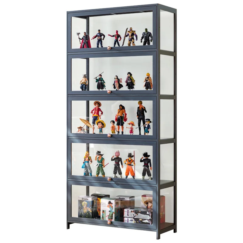 Figure Display Cabinet Imitation Glass Transparent Dust-proof Display Cabinet Lego Toys Acrylic Storage Box Bookcase Shelf image 5