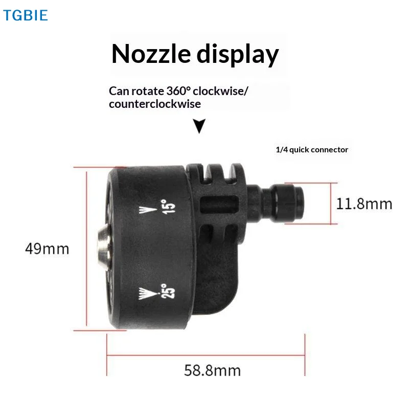 [TL]6-in-1 High Pressure Washer Nozzle 1/4 Inch Change-Over Spray Tip for Gutter Roof Exterior Surface Deep Cleaning