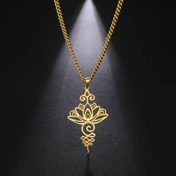 Fashion Stainless Steel Lotus Pendant Necklace for Women Simple Hollow Choker 2022 New Trend Jewelry