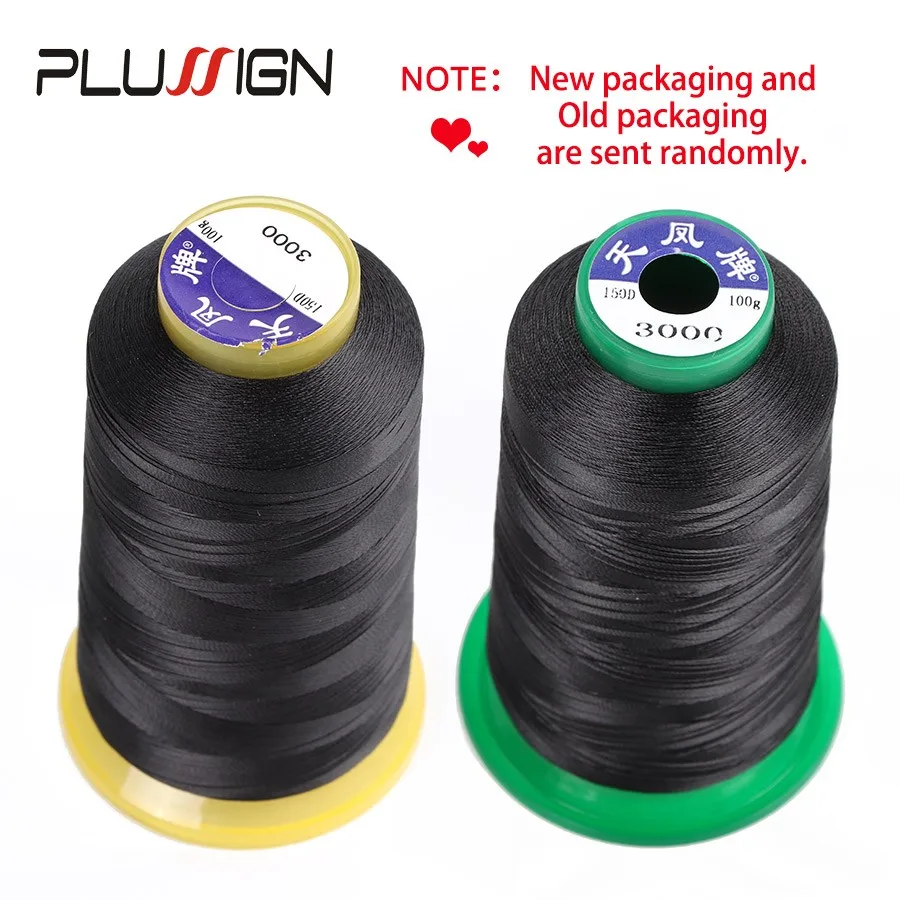 Large Roll Hair Weaving Thread For Making Wig 1Roll Black Nylon Sewing Thread C Shape Curved Needles 6Cm 12Pcs Wig Making Tools