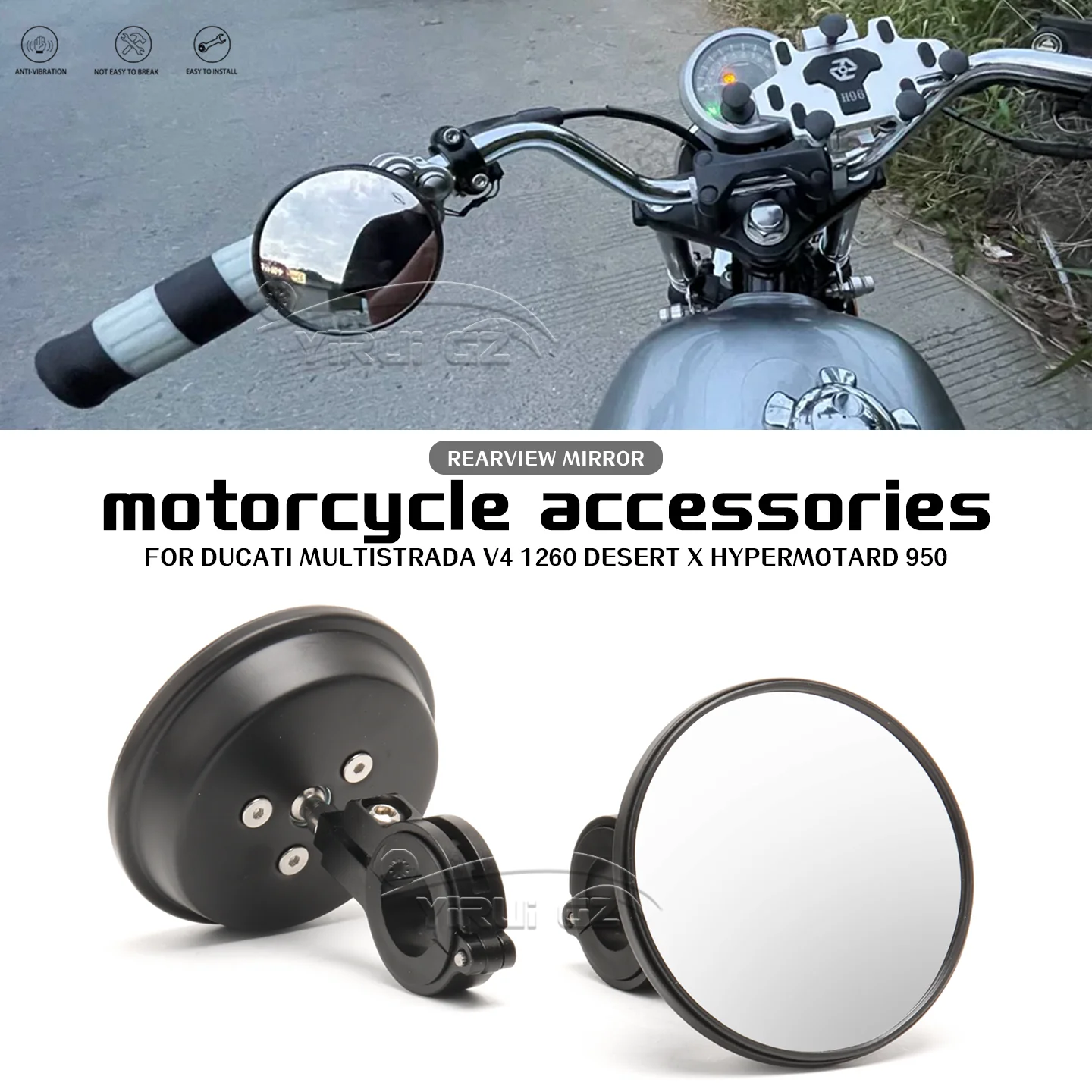 

Espelhos de grande angularpara Motorcycle Blind Spot Auxiliar Retrovisor For Ducati Multistrada V4 1260 Desert X Hypermotard 950