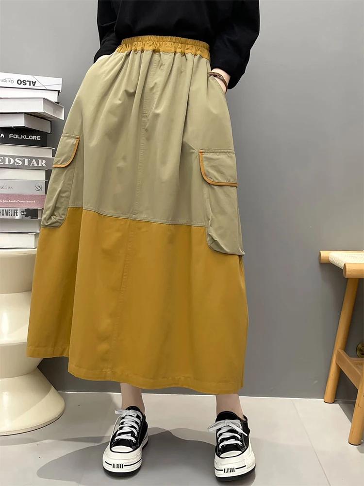 Max LuLu wiosna koreańska luźne spódnice damska patchworkowa elastyczna eleganckie ubrania Laidies Casual Classic Harajuku Streetwear