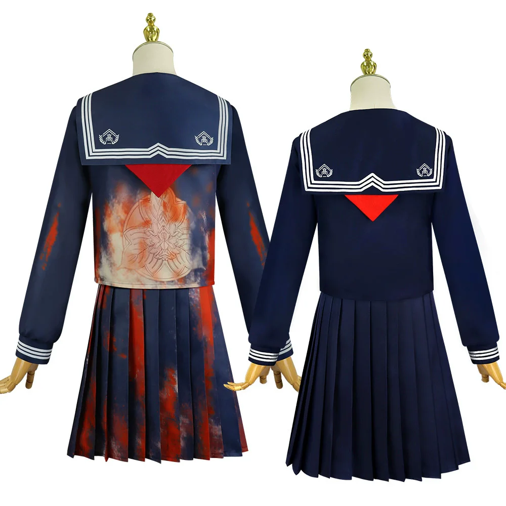 أزياء هينكو شيميزيو التأثيرية للمدرسة النسائية الصامتة JK زي هيل الأزرق الداكن بدلة بحار مع قناع الثعلب ملابس حفلات الهالوين #4